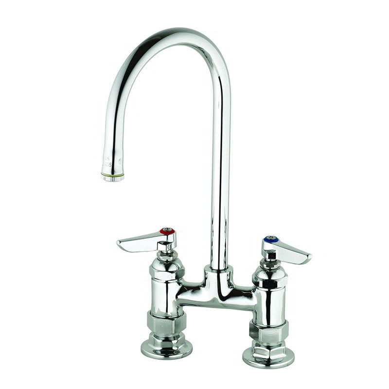 T&S B-0326 Deck Mixing Faucet, Rigid Gooseneck, 4" Centers, 12-1/4"H