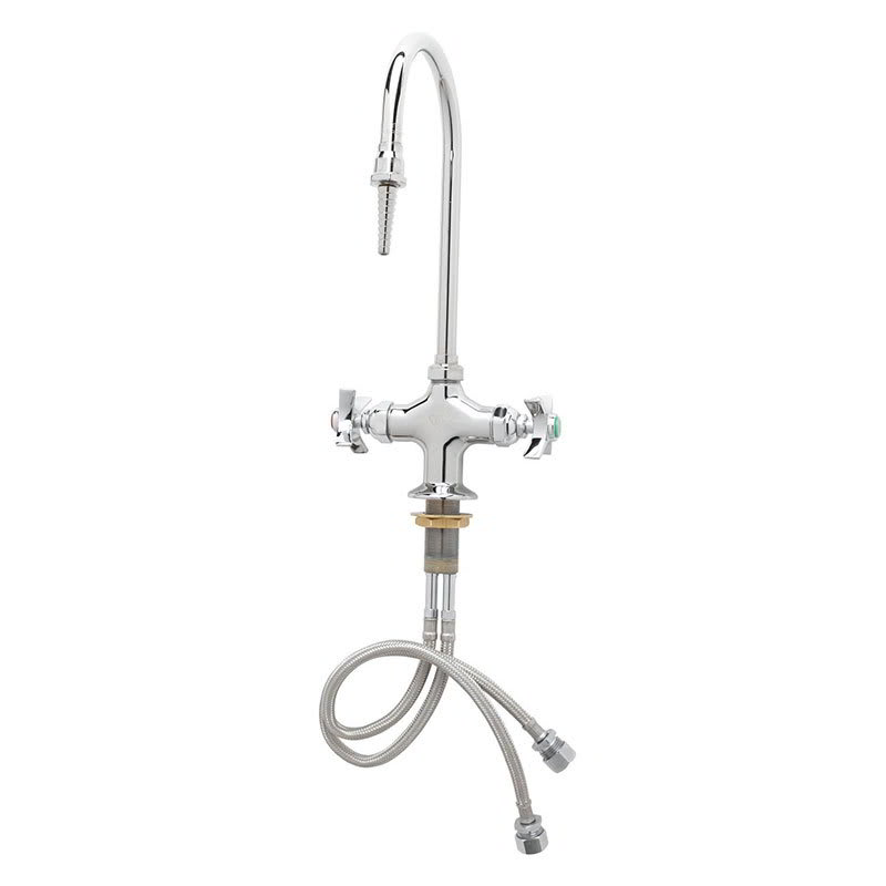T&S BL-5700-03 Lab Mixing Faucet w/ Rigid Union Coupling Gooseneck, Serrated Tip