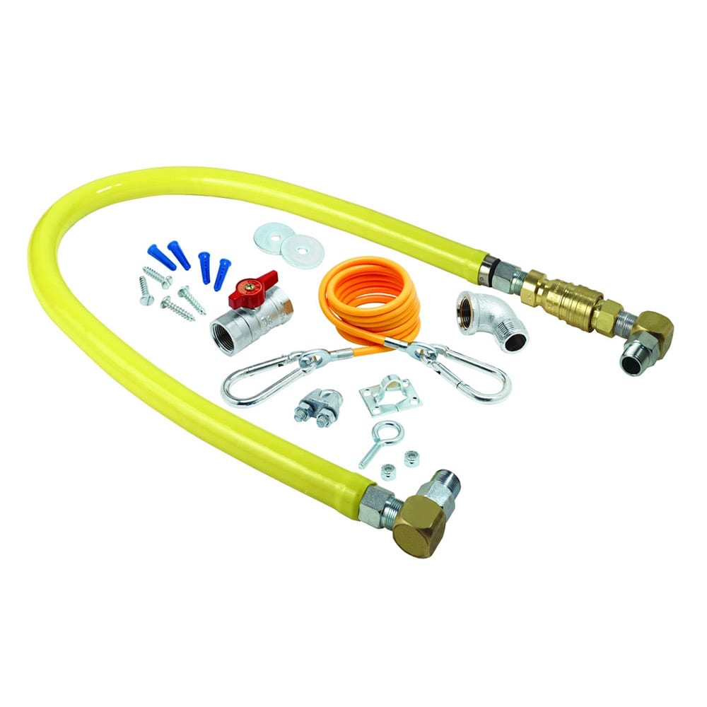 T&S HG4D72SK 72" Gas Connector Kit w/ Quick Disconnect, (2) SwiveLink Swivels & (1) 90° Elbow