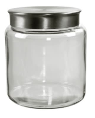 Anchor 95749 96-oz Mini Modern Montana Jar w/ Brushed Aluminum Metal Cover, Crystal