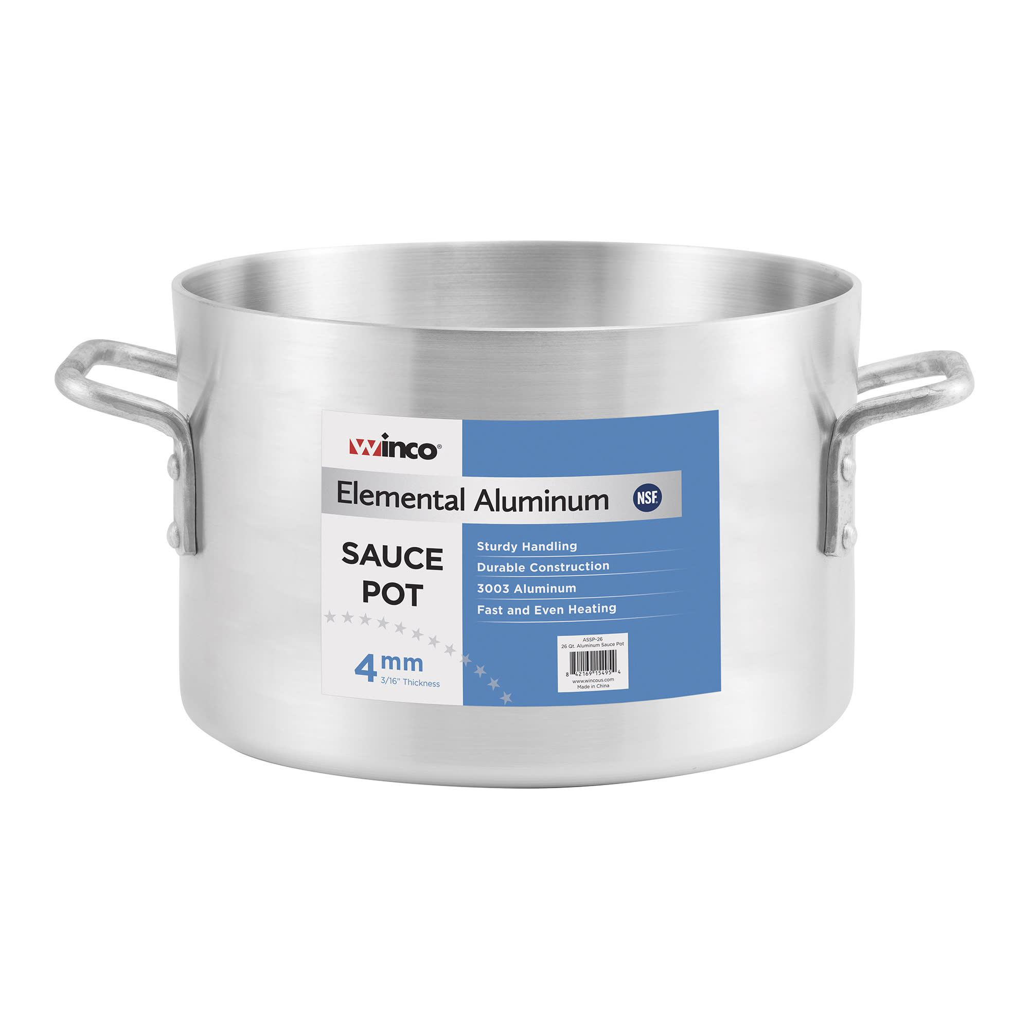 Winco ASSP34 34 qt Aluminum Sauce Pot