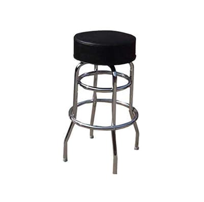 Winco BC-1K 29-1/2" Bar Stool - 2-Ring Frame, Black Vinyl Pad Seat