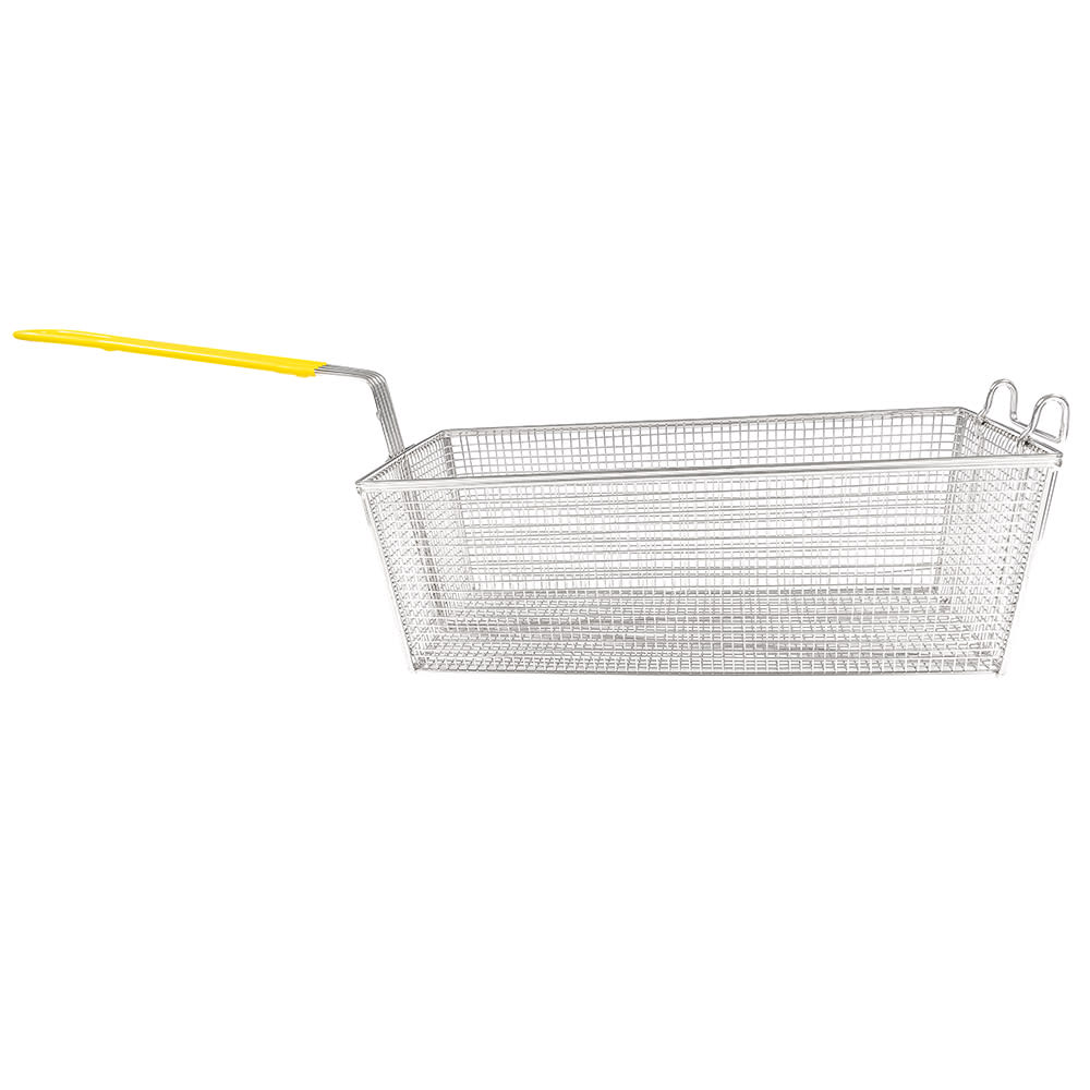 Winco FB40 Fryer Basket w/ Coated Handle & Front Hook, 17" x 8 1/4" x 6"