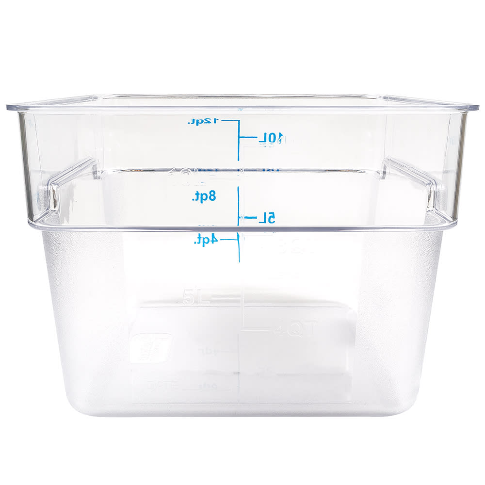 Winco PCSC12C 12 qt Square Storage Container, Polycarbonate, Clear