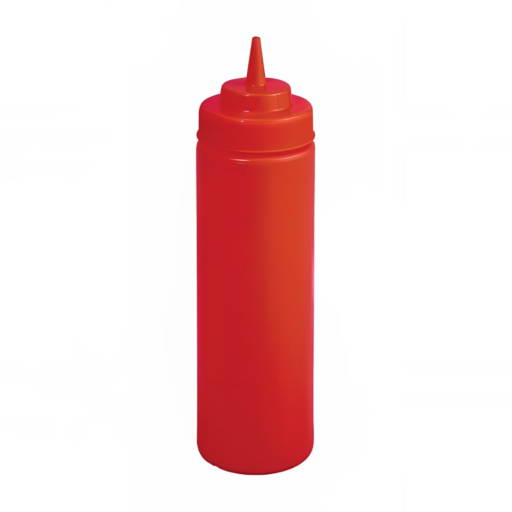 Winco PSW-16R 16 oz Plastic Squeeze Bottle, Wide Mouth, Red