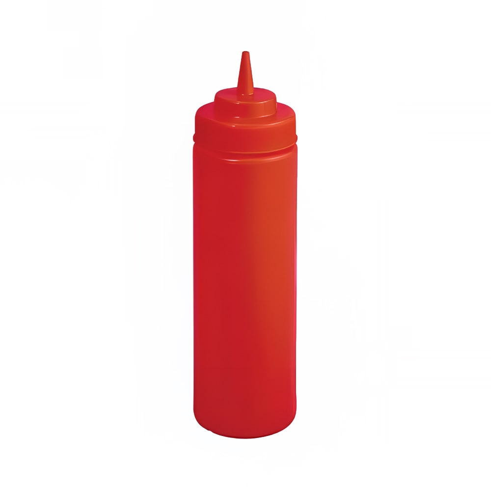 Winco PSW24R 24 oz Plastic Squeeze Bottle, Wide Mouth, Red