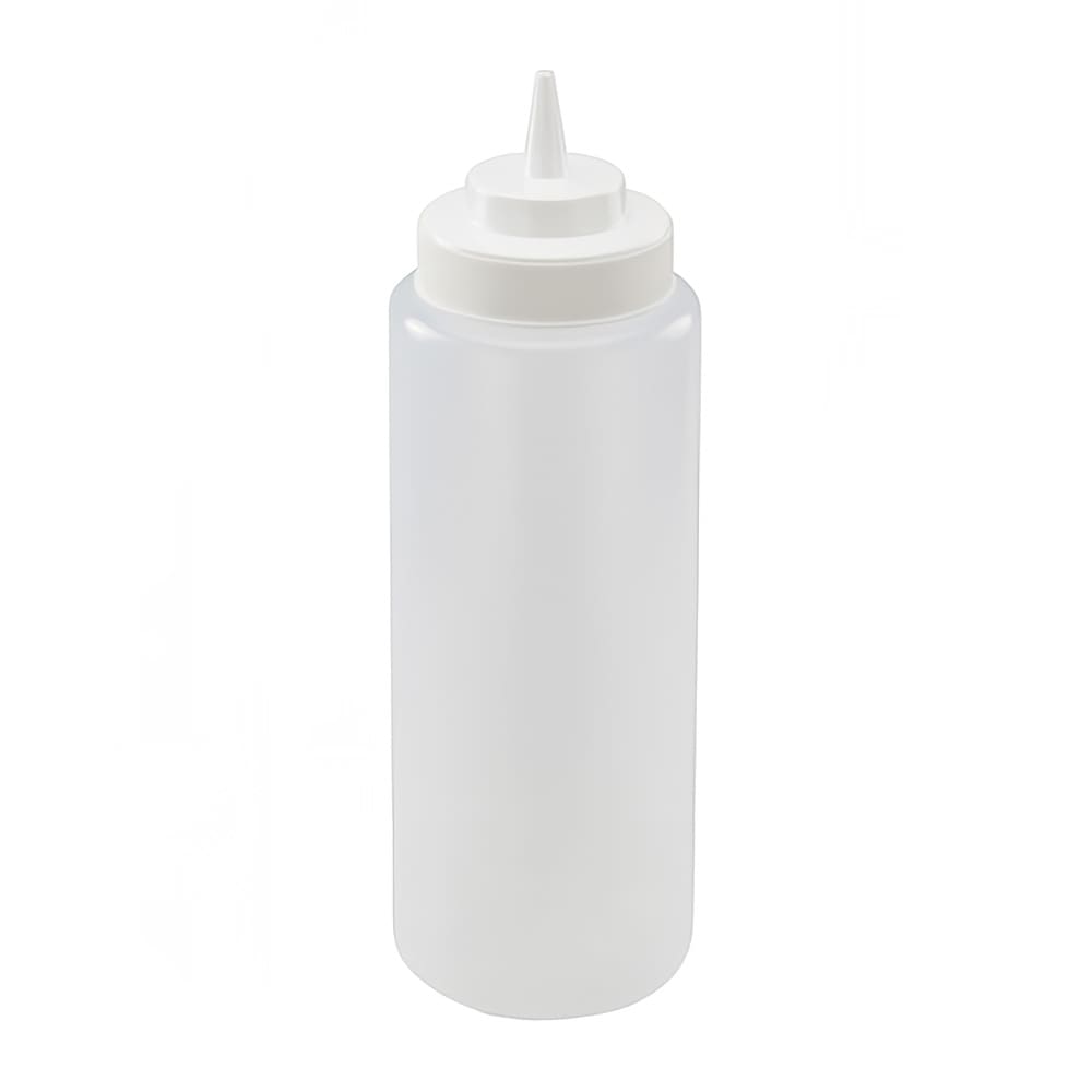 Winco PSW32 32 oz Plastic Squeeze Bottle, Wide Mouth, Clear