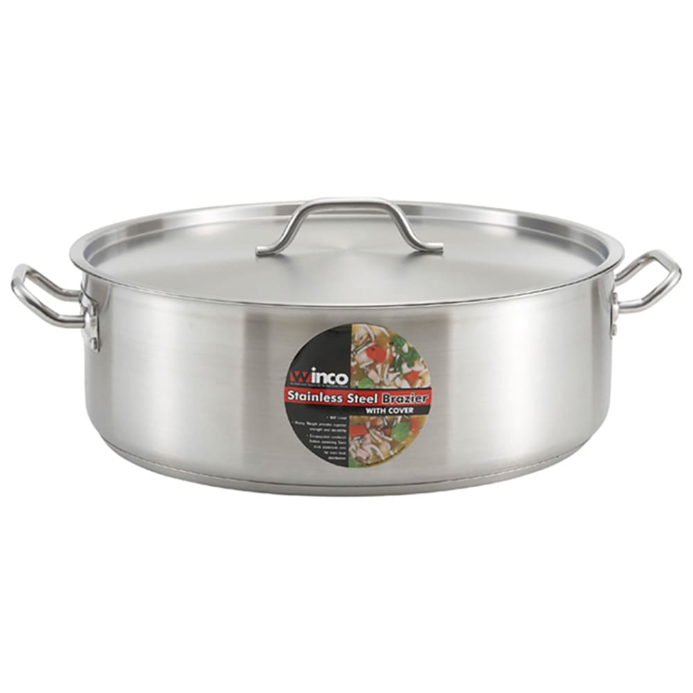 Winco SSLB-10 10 qt Stainless Braising Pot, Induction Ready