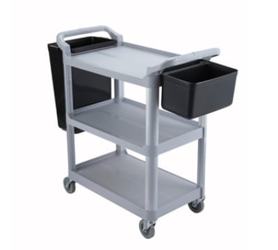 Winco UC-40G 3-Level Polymer Utility Cart w/ Raised Ledges