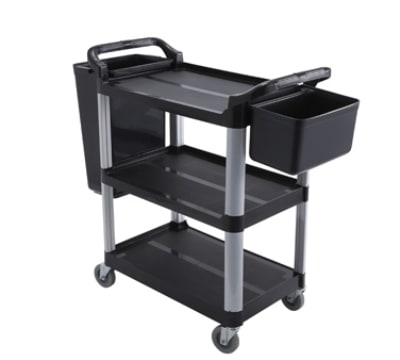 Winco UC-40K 3-Level Polymer Utility Cart w/ Raised Ledges