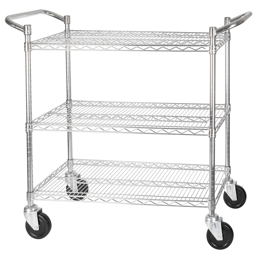 Winco VCCD-1836B 3 Level Wire Utility Cart w/ 800 lb Capacity - Flat ...