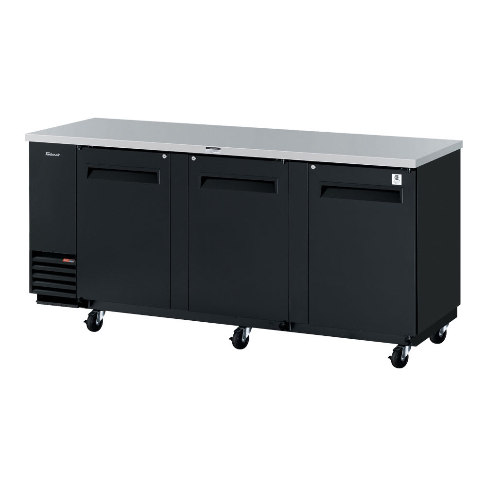 Turbo Air TBB-4SB-N 90" (3) Section Bar Refrigerator - Swinging Solid Doors, 115v