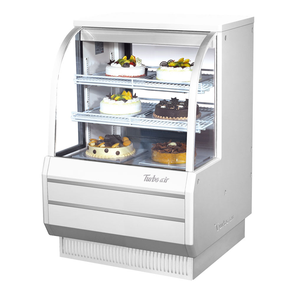 Turbo Air TCGB-36-W-N 36.5" Full Service Bakery Case w/ Curved Glass - (3) Levels, 115v