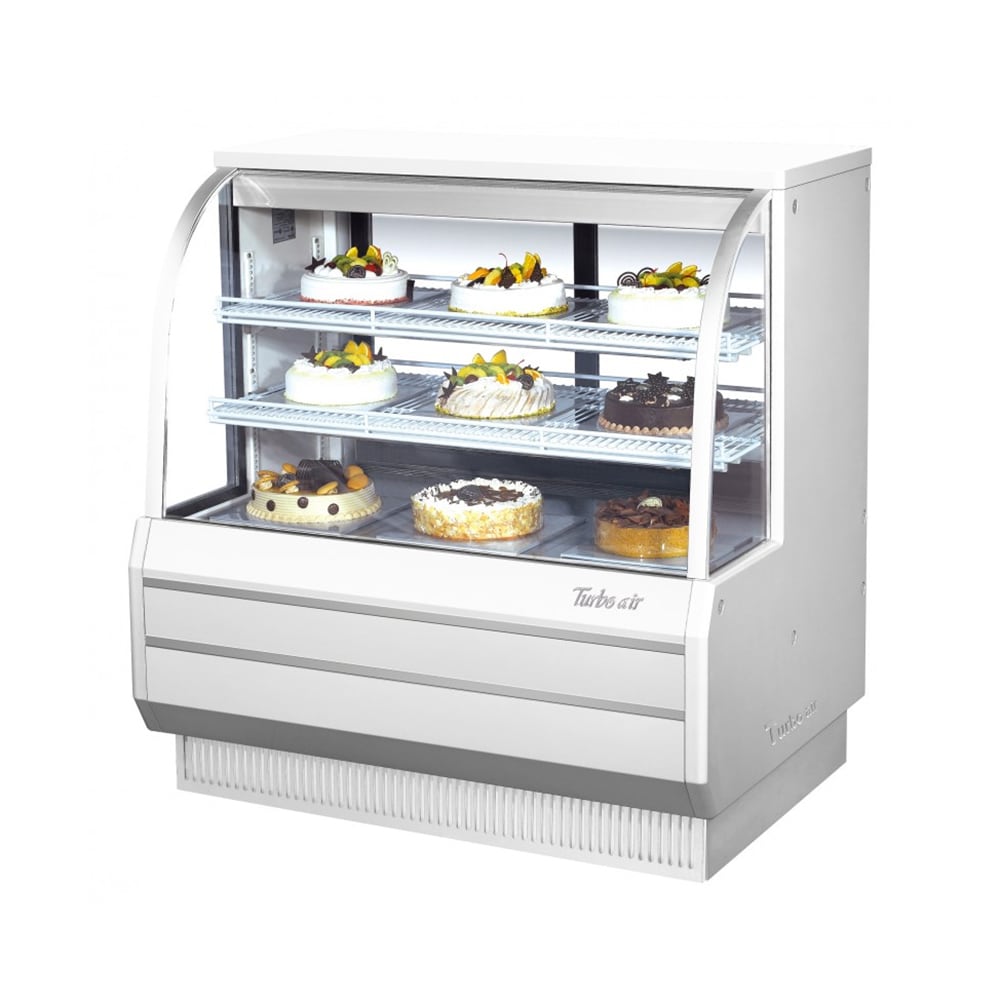 Turbo Air TCGB-48DR-W(R) 48.5" Full Service Dry Bakery Display Case w/ Curved Glass - (3) Levels, 115v
