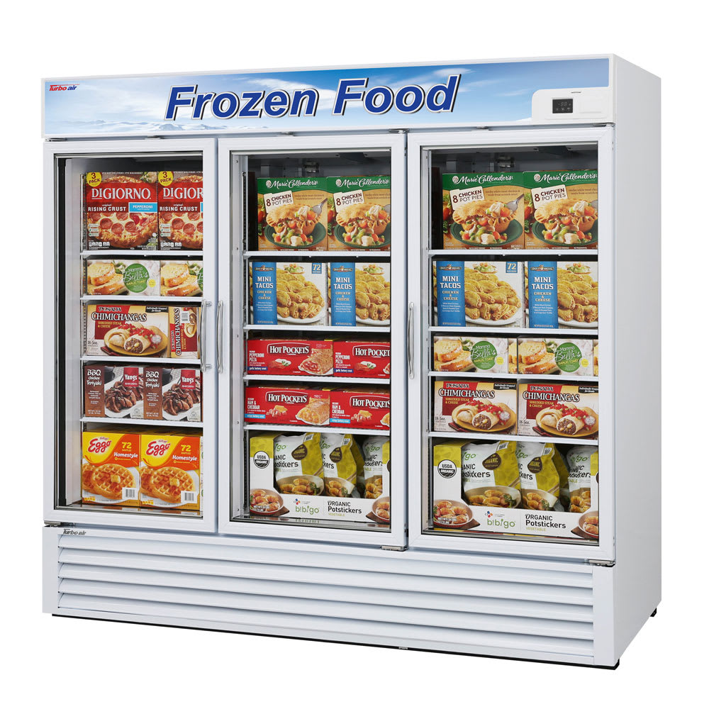 Turbo Air TGF-72F-N 81.88" Three-Section Display Freezer w/ Swinging Doors - Bottom Mount Compressor, 115v