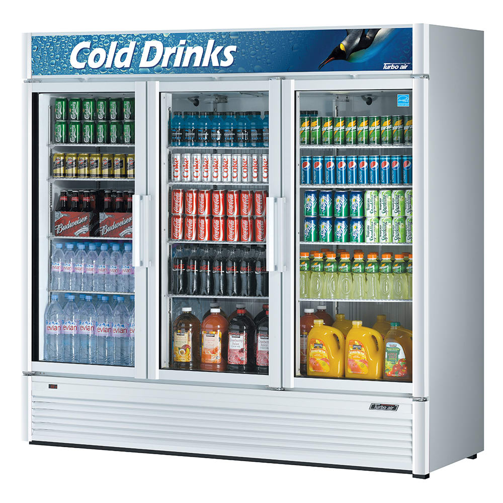 Turbo Air TGM-72SD 78" Three-Section Glass Door Merchandiser w/ Swing Doors, 115v