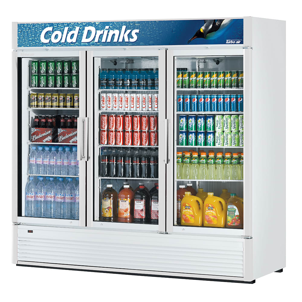 Turbo Air TGM-72SD-N 78" Three-Section Glass Door Merchandiser w/ Swing Doors, 115v