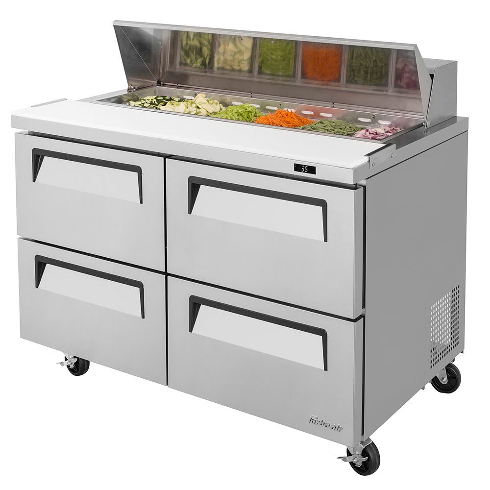 Turbo Air TST-48SD-D4-N 48.25" Sandwich/Salad Prep Table w/ Refrigerated Base, 115v