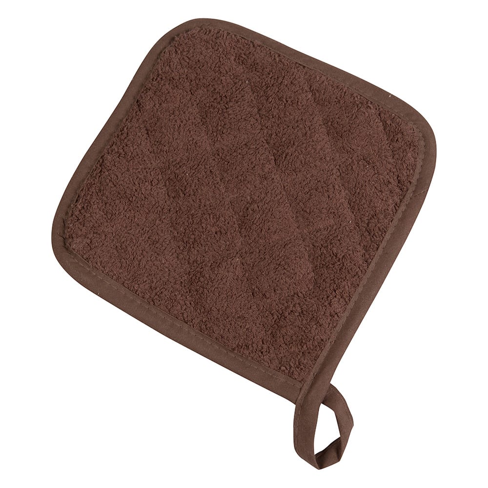 San Jamar 802TPH Heavy Duty Terry Cloth Pot Holder, 8 x 8", Brown