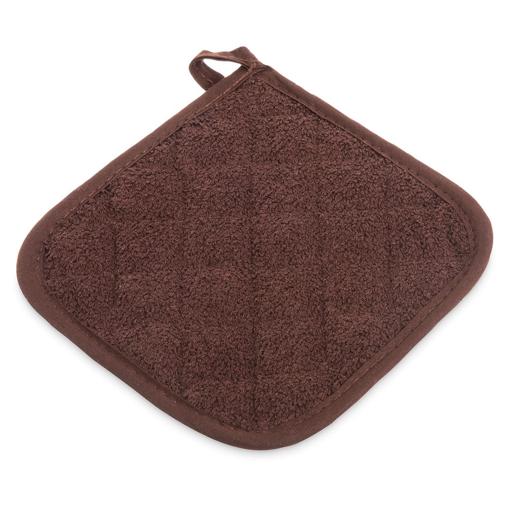 San Jamar 802TPH Heavy Duty Terry Cloth Pot Holder, 8 x 8", Brown