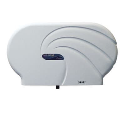 San Jamar R4090WS Twin 9 in Jumbo Toilet Tissue Dispenser, Oceans, White Sand