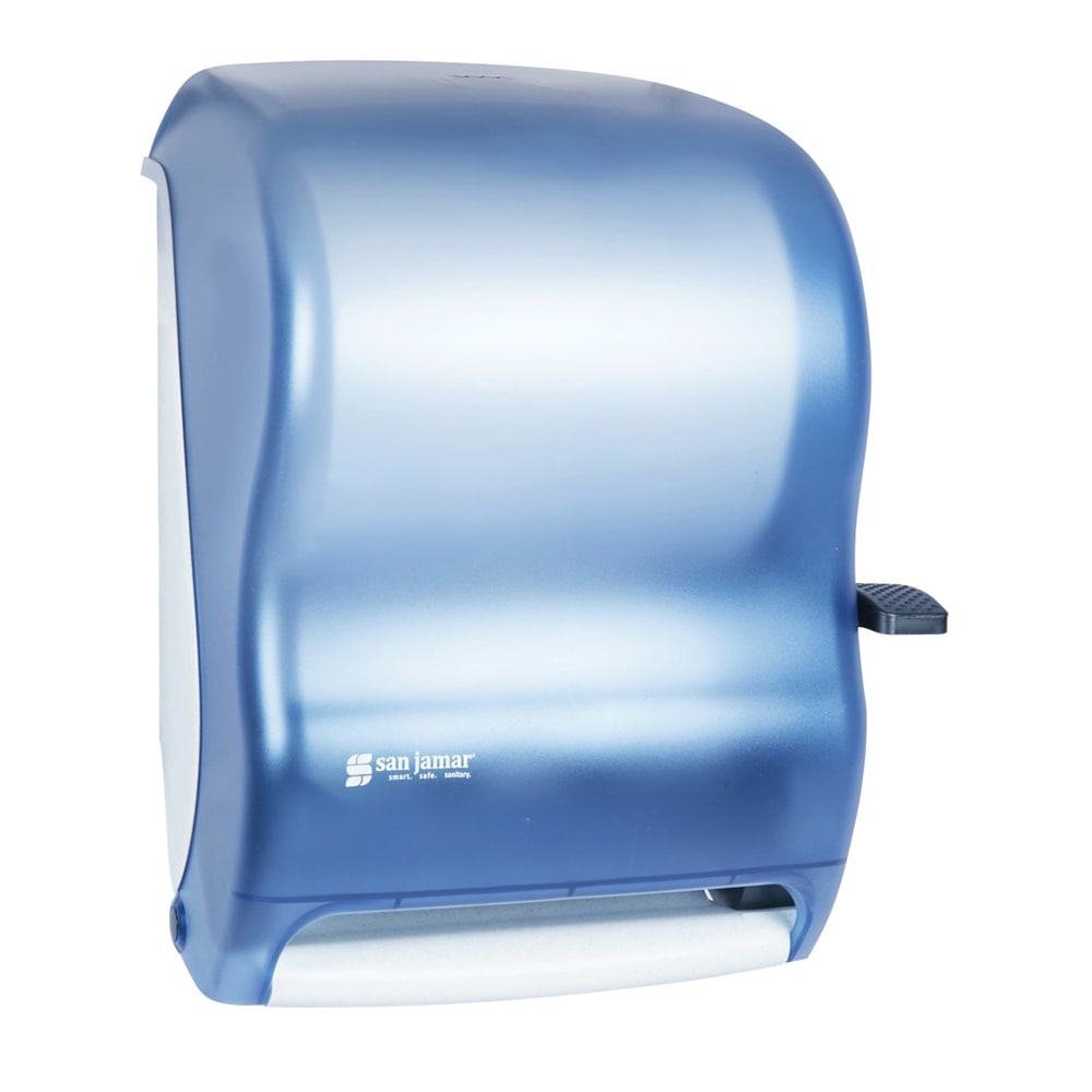 San Jamar T1100TBL Classic Paper Towel Dispenser, Wall Mount, 8 x 8" Roll, Lever Action, Blue