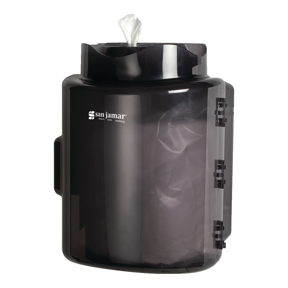 San Jamar T430TBK Wall Mount Wet Wipe Dispenser for 10"D Tall Roll