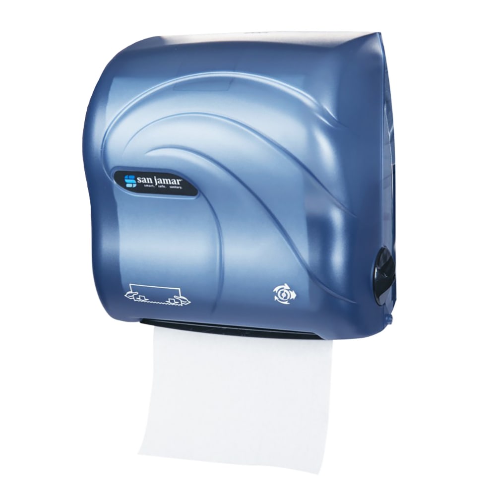 San Jamar T7590TBL Simplicity Hands Free Oceans Wall Towel Dispenser - Wide Roll, Arctic Blue