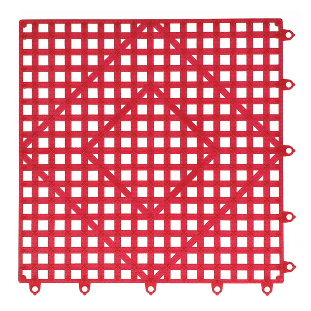 San Jamar VM5280RD-12 Interlocking Bar Mat Tile Shelf Liner, Rubber, Grease Resistant, 12" Sq, Red