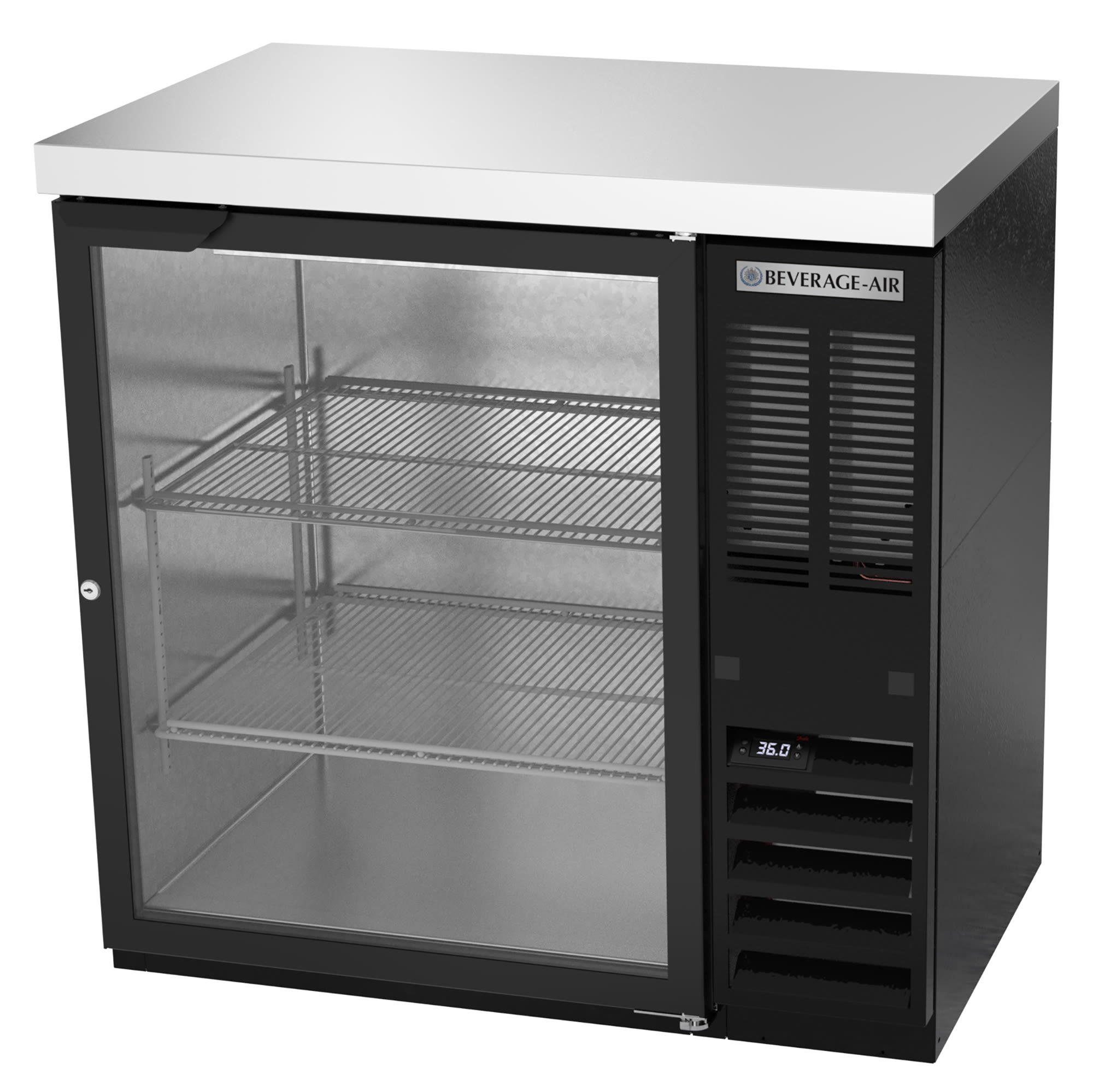 Beverage Air BB36HC-1-FG-B-27 36" (1) Section Bar Refrigerator - Swinging Glass Door, 115v