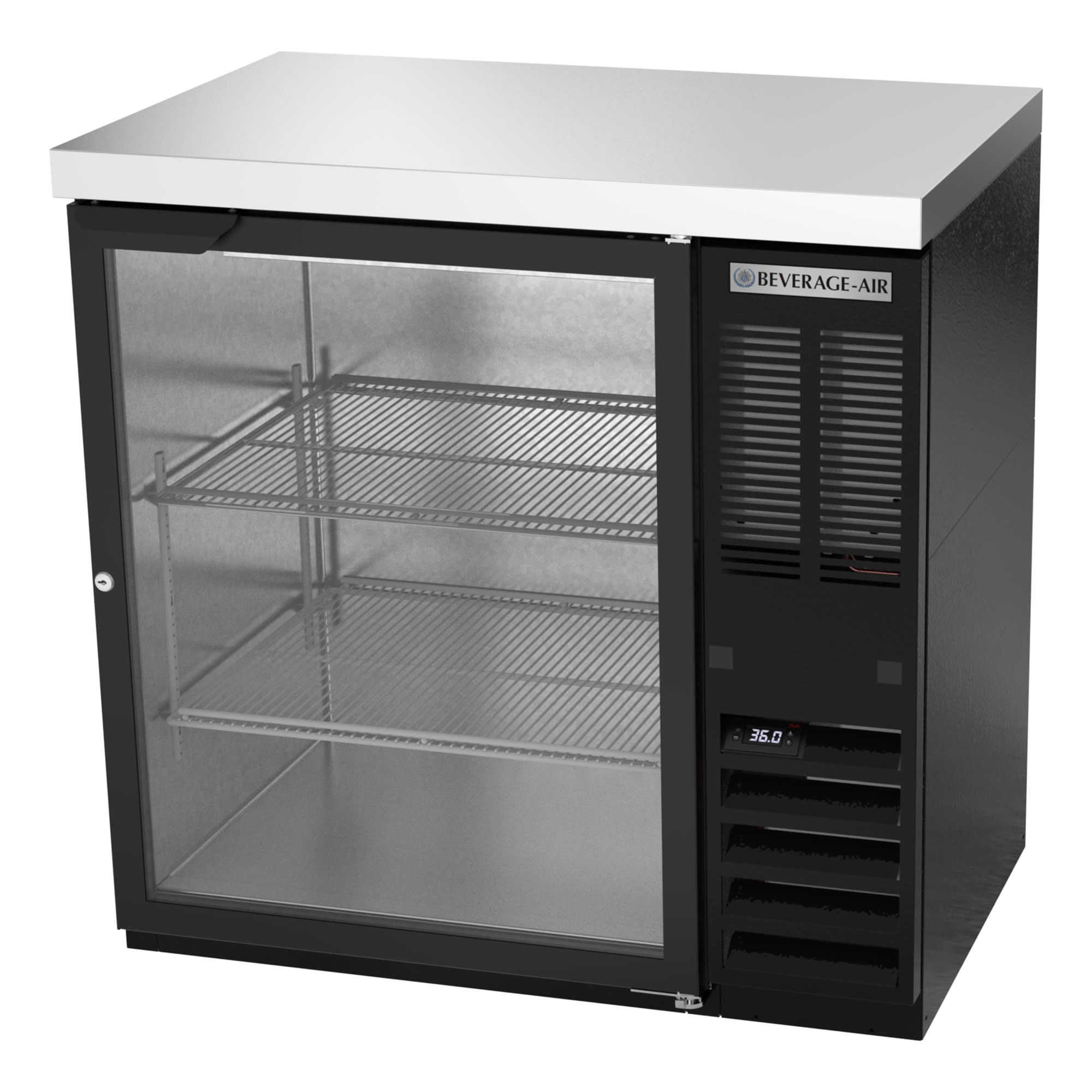 Beverage Air BB36HC-1-G-B-27 36" (1) Section Bar Refrigerator - Swinging Glass Door, 115v