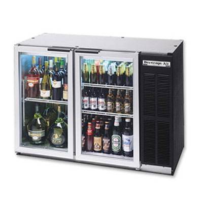 Beverage Air BB48GYF-1-B-27 48" (2) Section Bar Refrigerator - Swinging Glass Doors, 115v