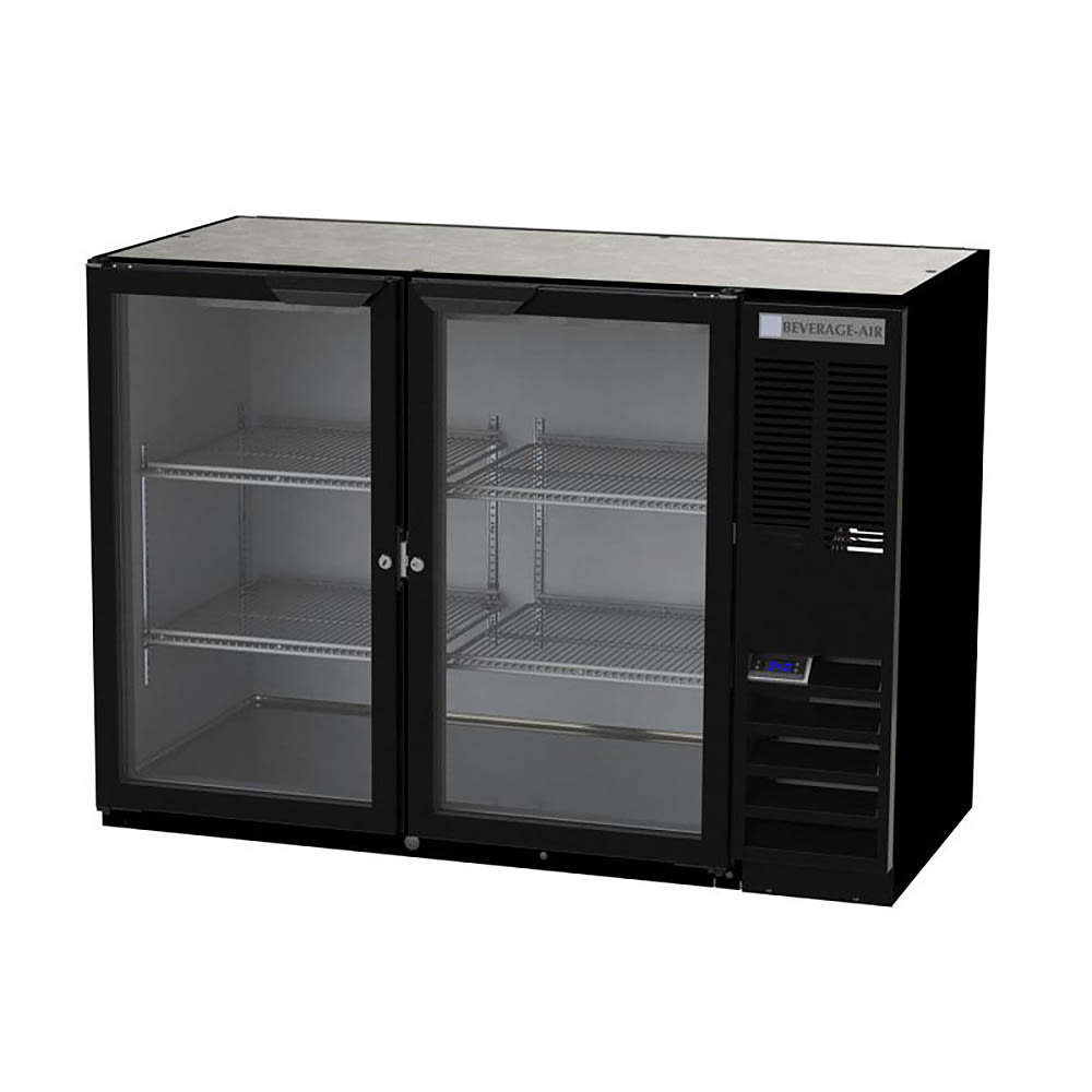 Beverage Air BB48HC-1-FG-B 48" (2) Section Bar Refrigerator - Swinging Glass Door, 115v