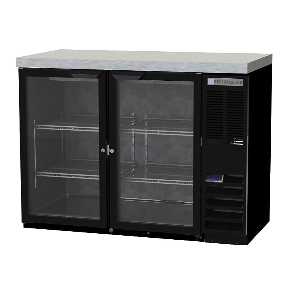 Beverage Air BB48HC-1-FG-B-27 48" (2) Section Bar Refrigerator - Swinging Glass Door, 115v