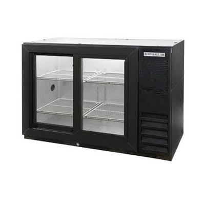 Beverage Air BB48HC-1-F-GS-B-27 48" (2) Section Bar Refrigerator - Sliding Glass Doors, 115v