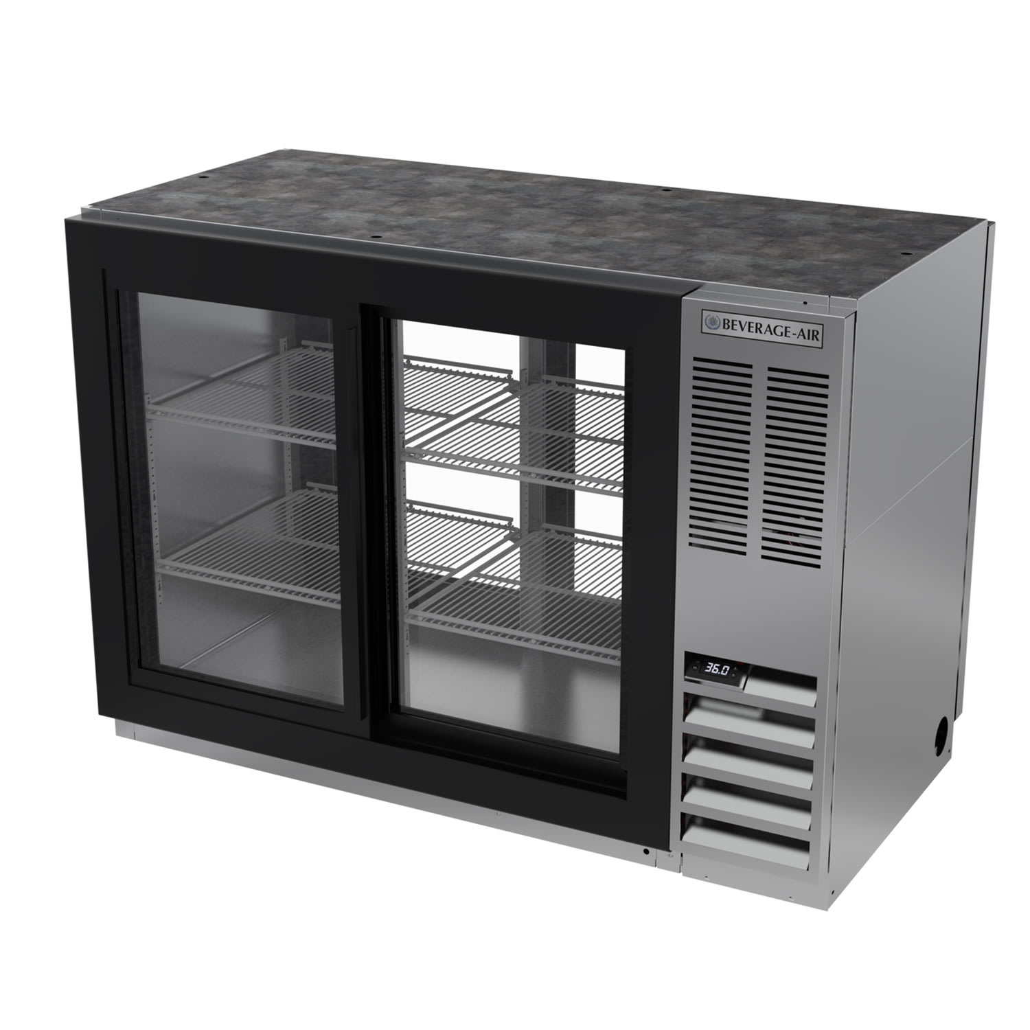 Beverage Air BB48HC-1-GS-F-PT-S 48" (2) Section Bar Pass Thru Refrigerator - Sliding Glass Doors, 115v