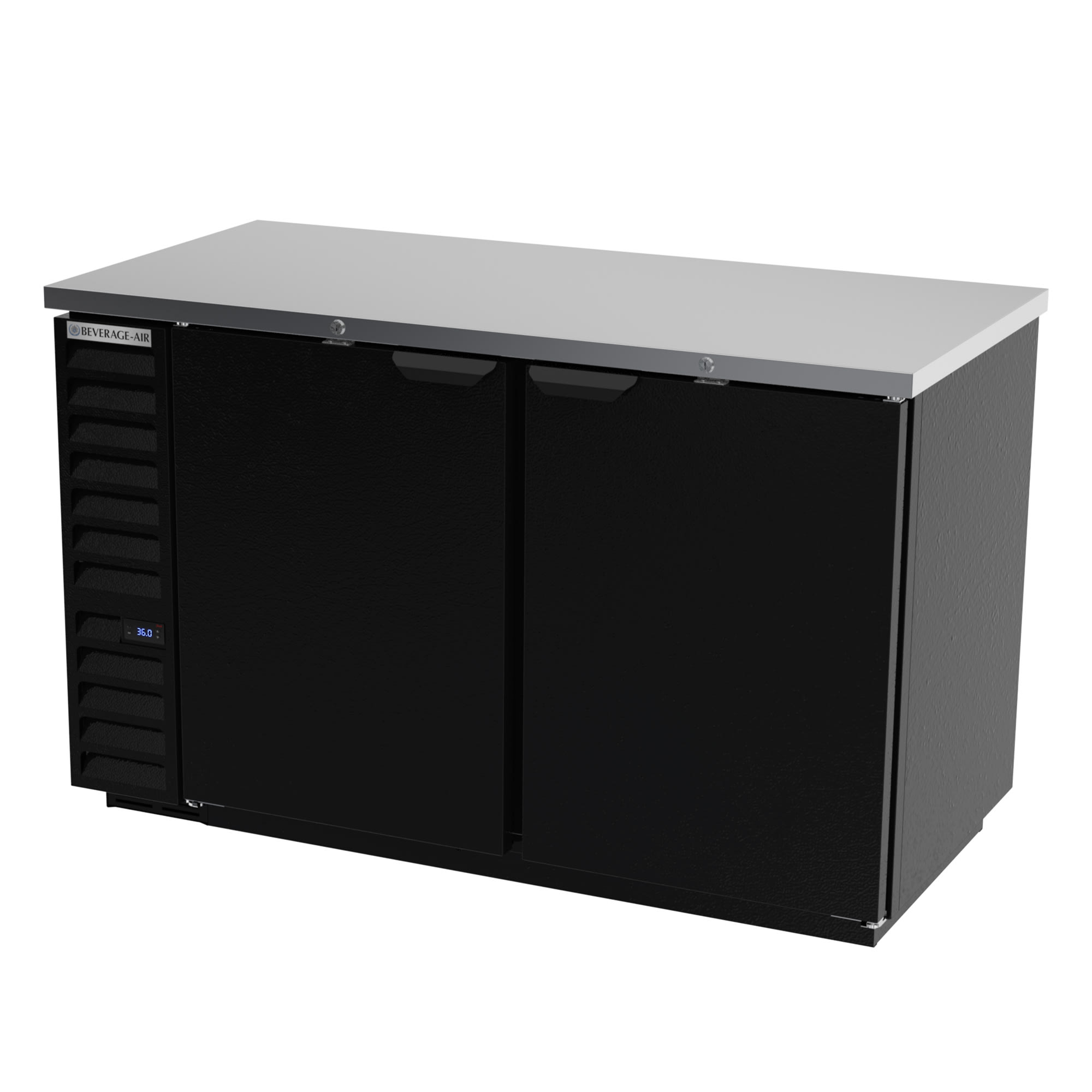 Beverage Air BB58HC-1-F-B 59" (2) Section Bar Refrigerator - Swinging Solid Doors, 115v