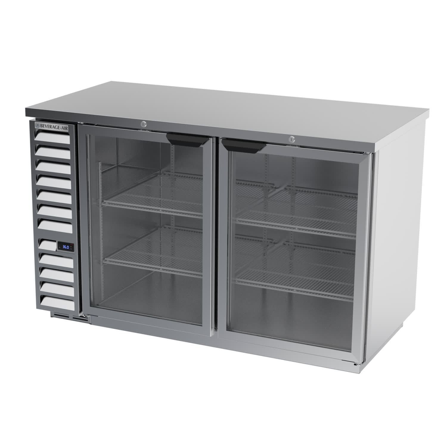 Beverage Air BB58HC-1-FG-S 59" (2) Section Bar Refrigerator - Swinging Glass Doors, 115v