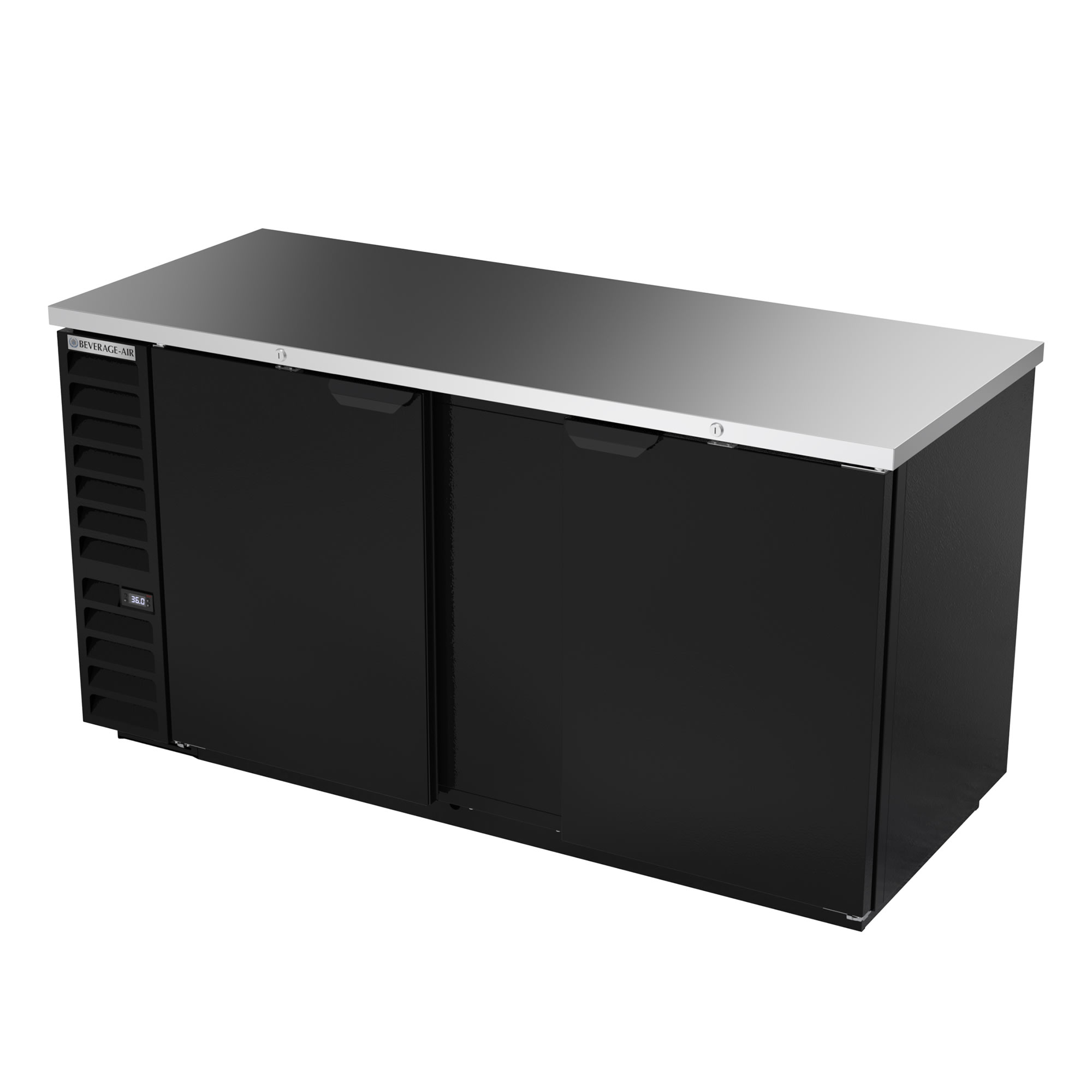 Beverage Air BB68HC-1-B 69" (2) Section Bar Refrigerator - Swinging Solid Doors, 115v