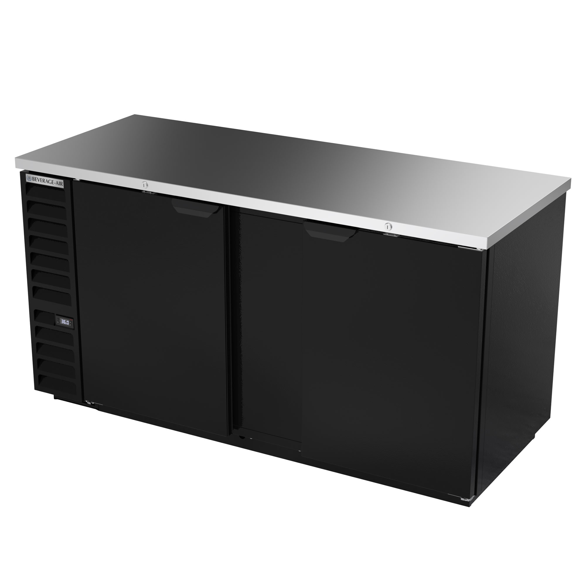 Beverage Air BB68HC-1-F-B 59" (2) Section Bar Refrigerator - Swinging Solid Doors, 115v