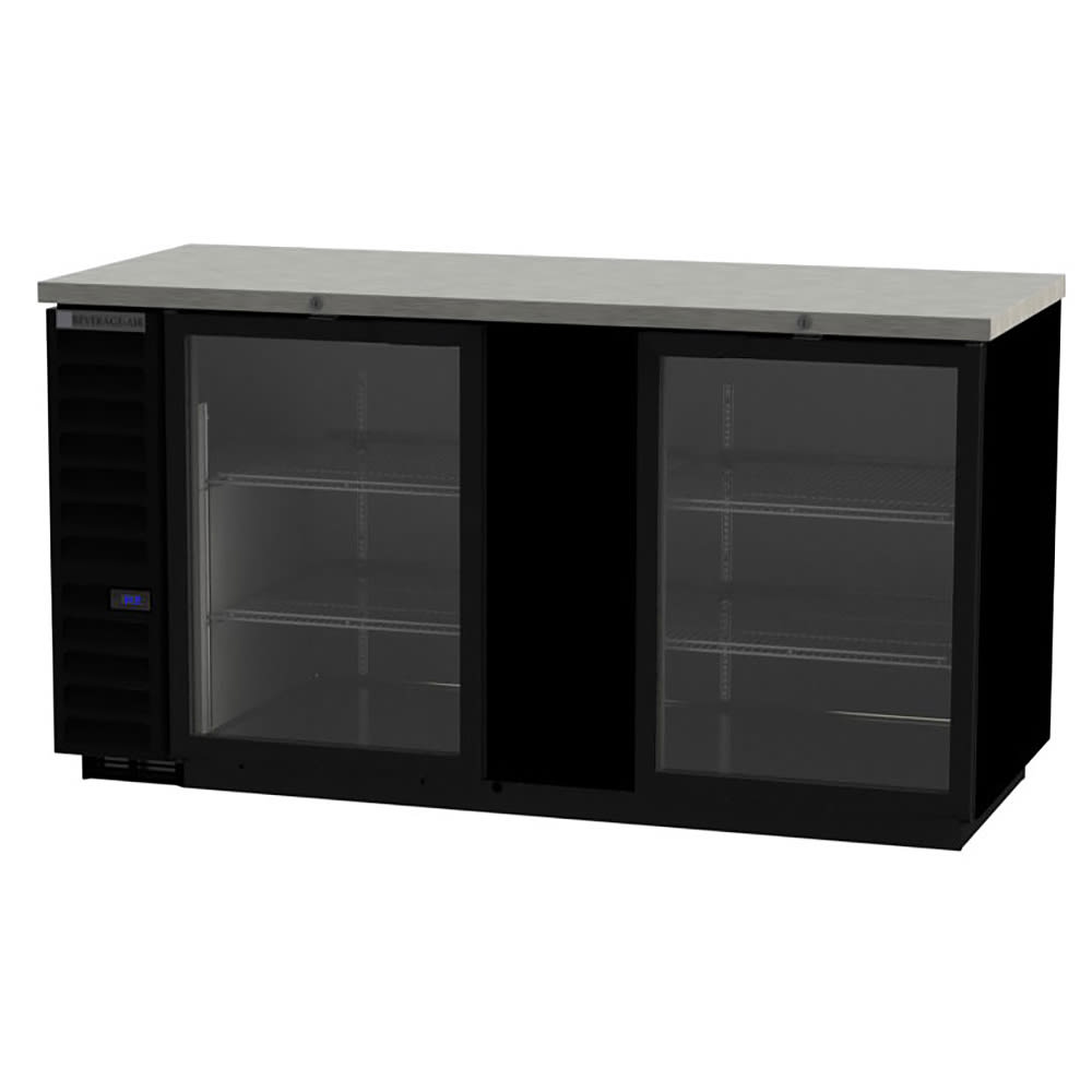 Beverage Air BB68HC-1-FG-B 69" (2) Section Bar Refrigerator - Swinging Glass Door, 115v