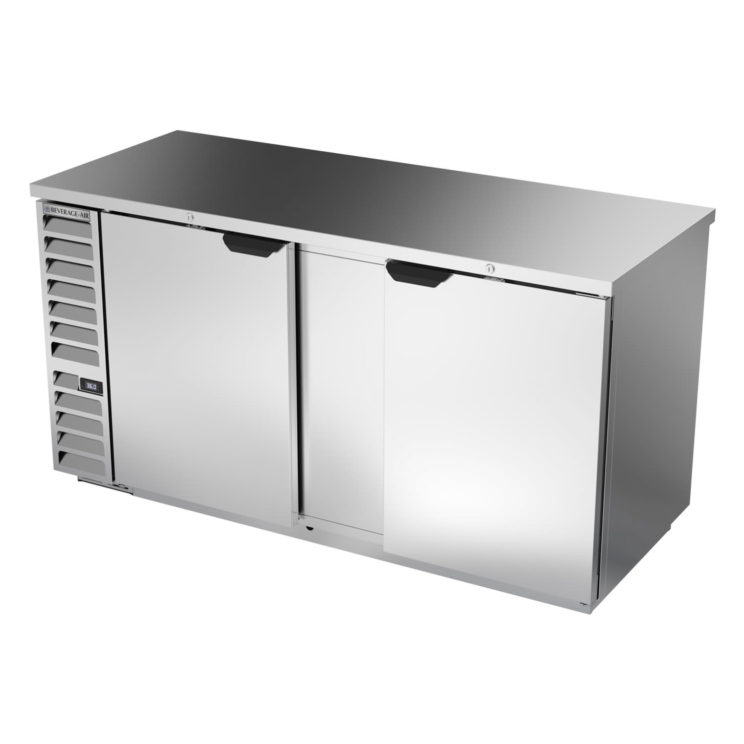 Beverage Air BB68HC-1-F-S 69" (2) Section Bar Refrigerator - Swinging Solid Door, 115v