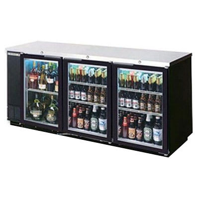 Beverage Air BB72GY-1-B-27 72" (3) Section Bar Refrigerator - Swinging Glass Doors, 115v