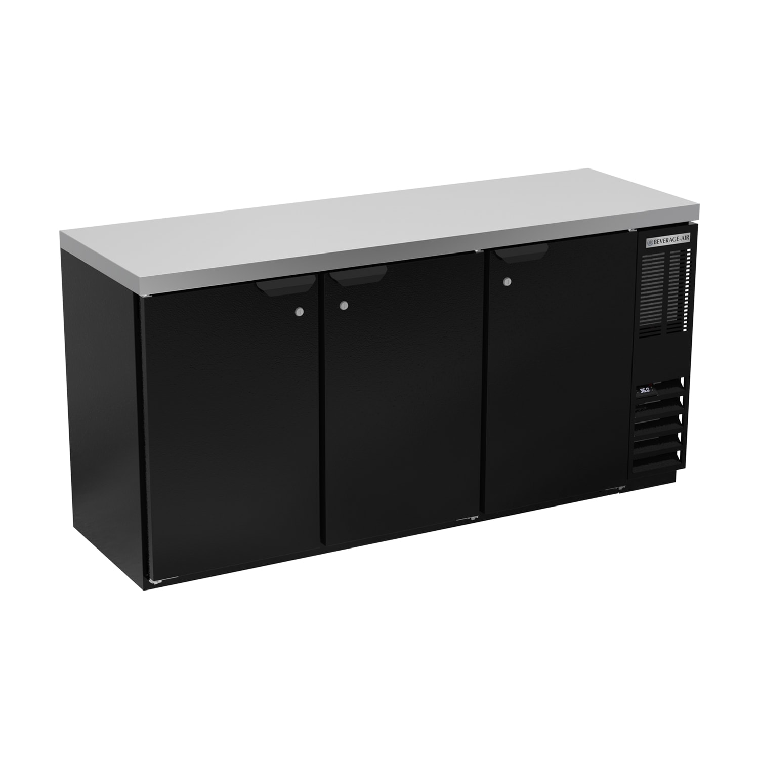 Beverage Air BB72HC-1-B-27 72" (3) Section Bar Refrigerator - Swinging Solid Doors, 115v