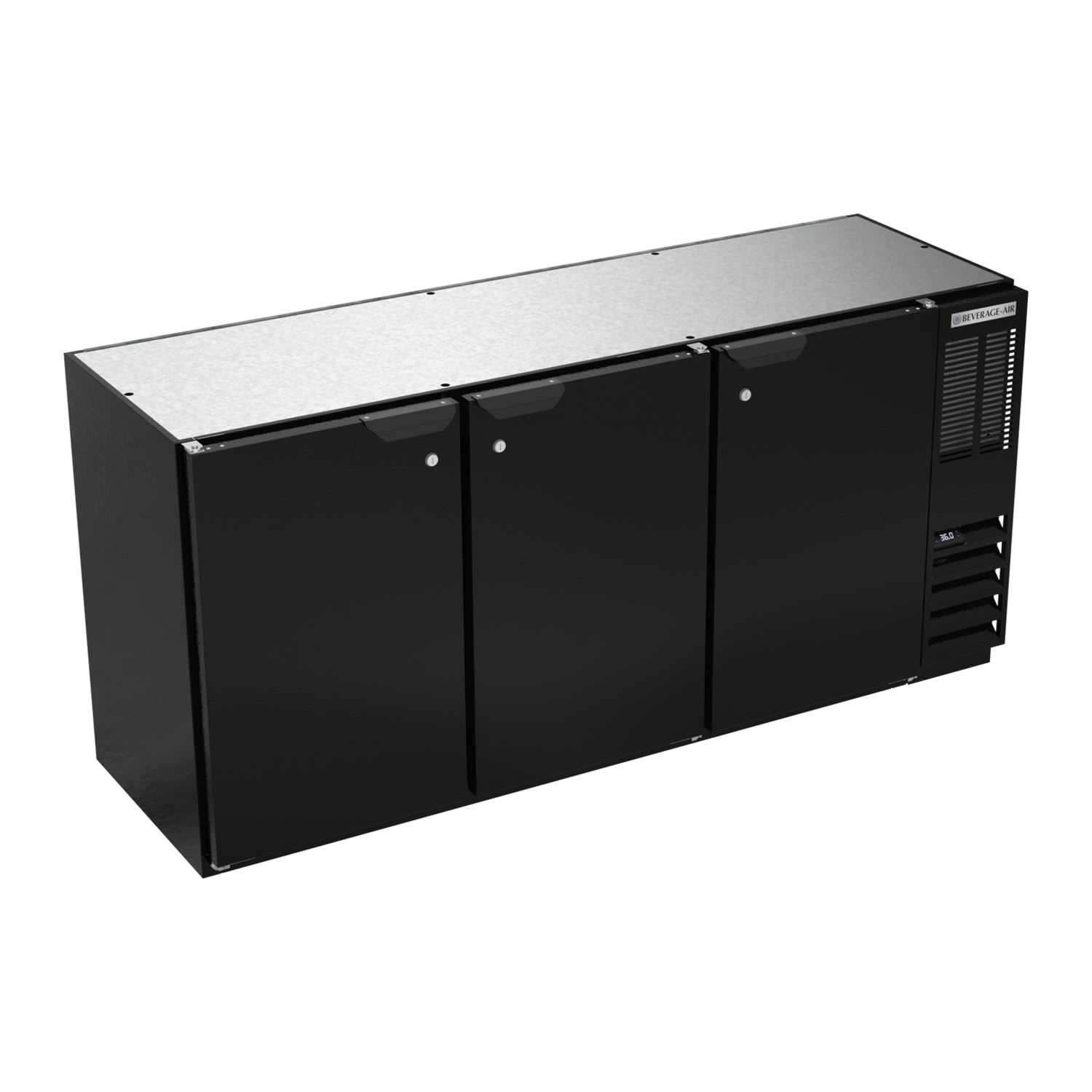 Beverage Air BB72HC-1-F-B 72" (3) Section Bar Refrigerator - Swinging Solid Doors, 115v