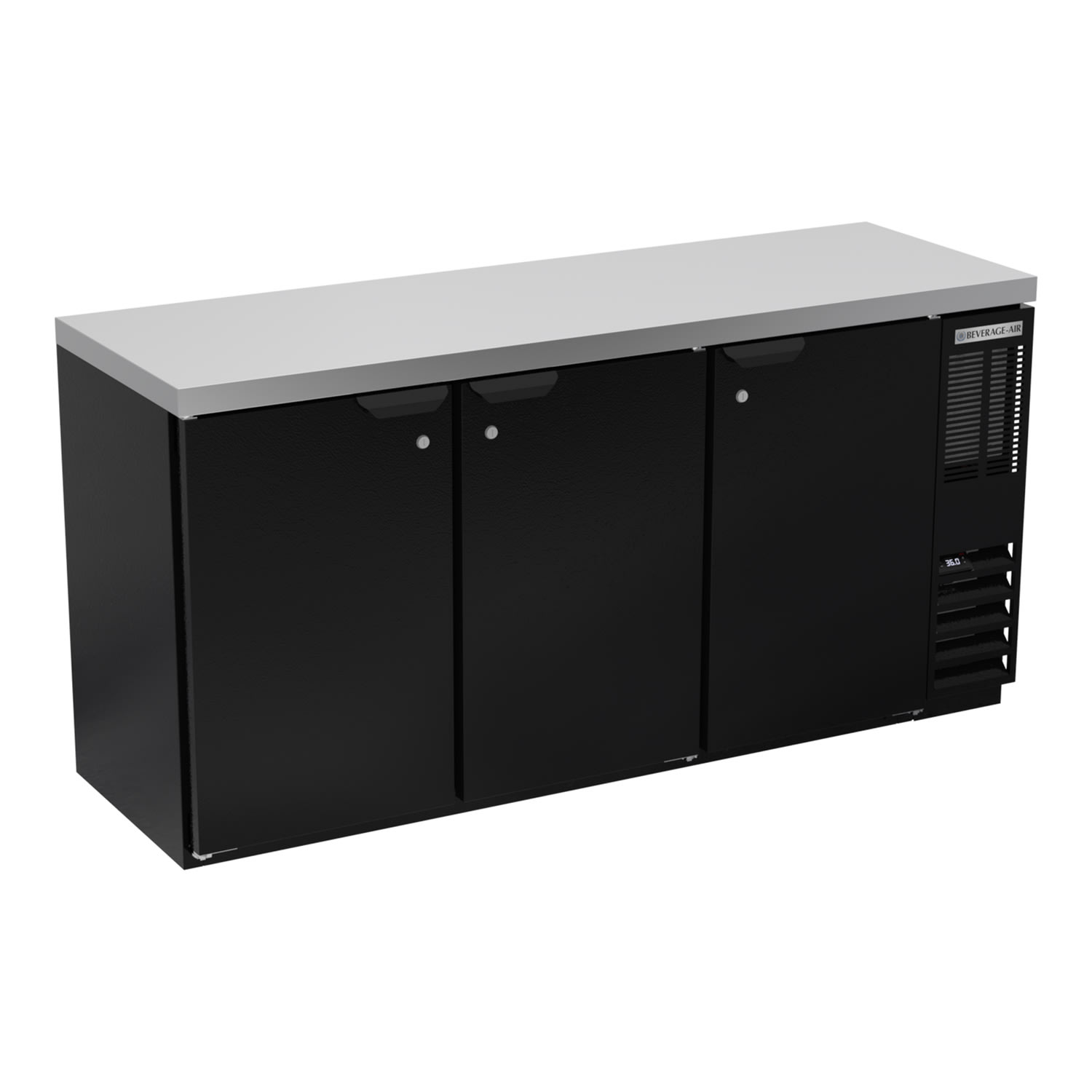 Beverage Air BB72HC-1-F-B-27 72" (3) Section Bar Refrigerator - Swinging Solid Doors, 115v