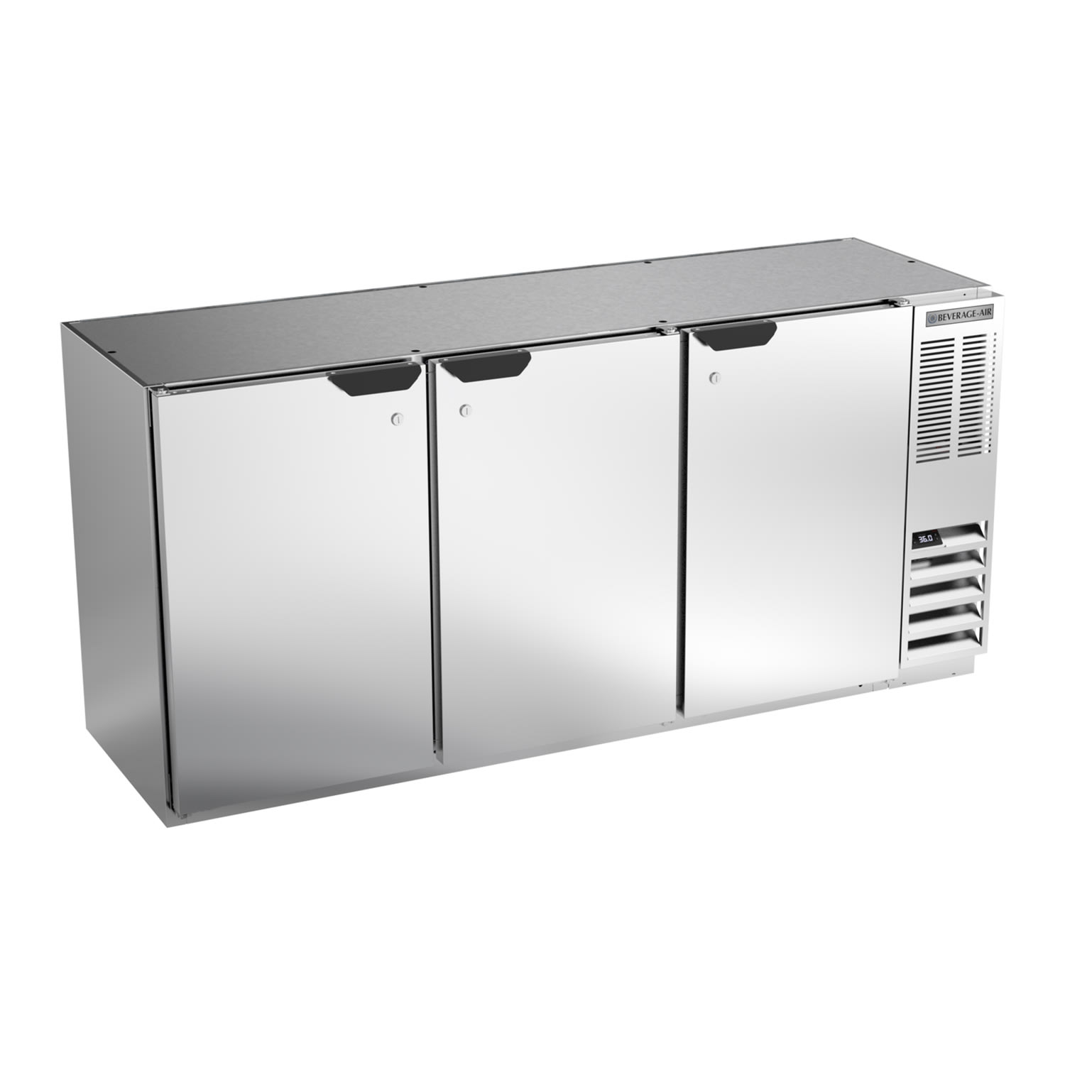 Beverage Air BB72HC-1-F-S 72" (3) Section Bar Refrigerator - Swinging Solid Doors, 115v