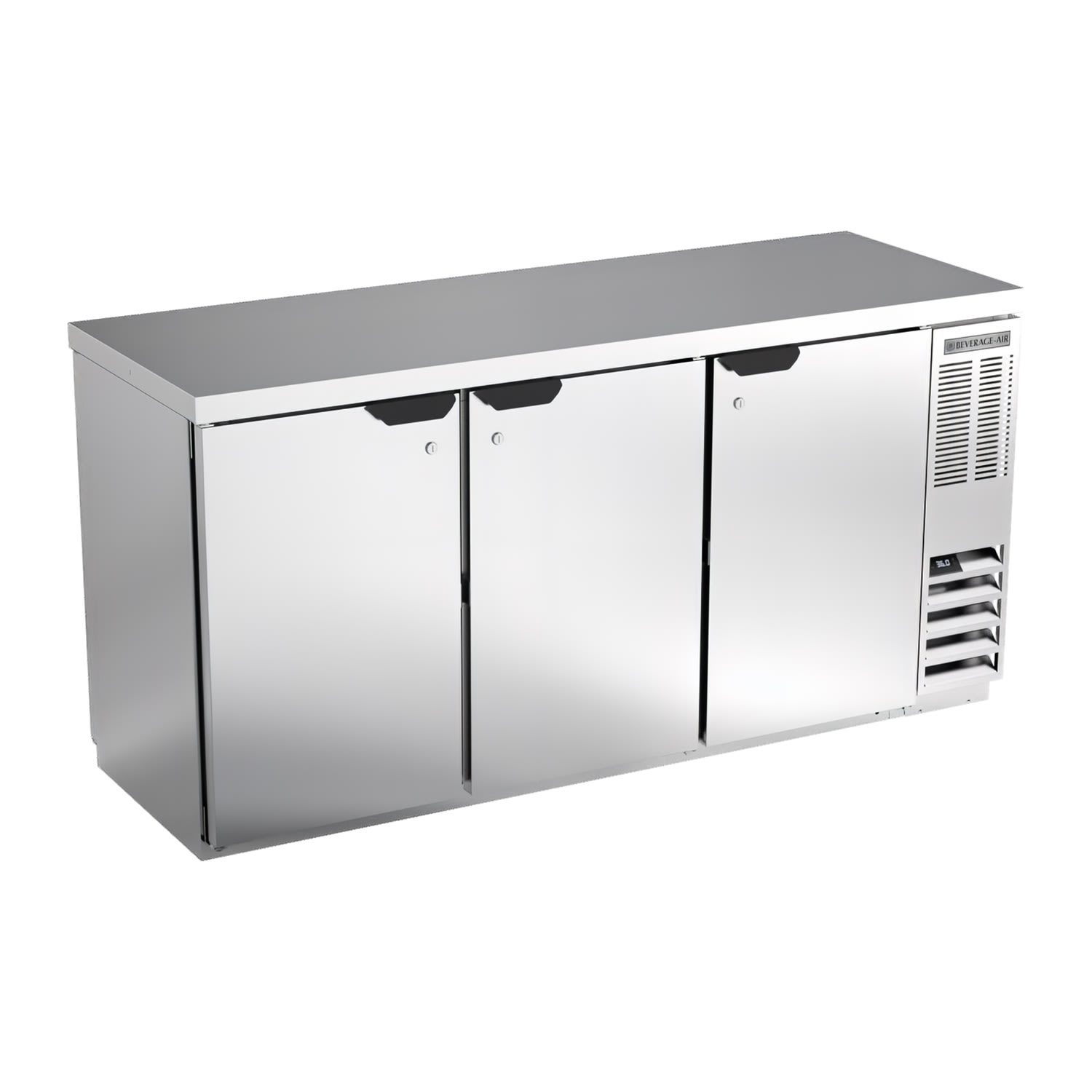 Beverage Air BB72HC-1-PT-S-27 72" (3) Section Bar Pass Thru Refrigerator - Swinging Solid Doors, 115v