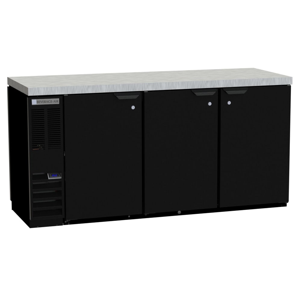 Beverage Air BB78HC-1-F-B 72" (3) Section Bar Refrigerator - Swinging Solid Doors, 115v