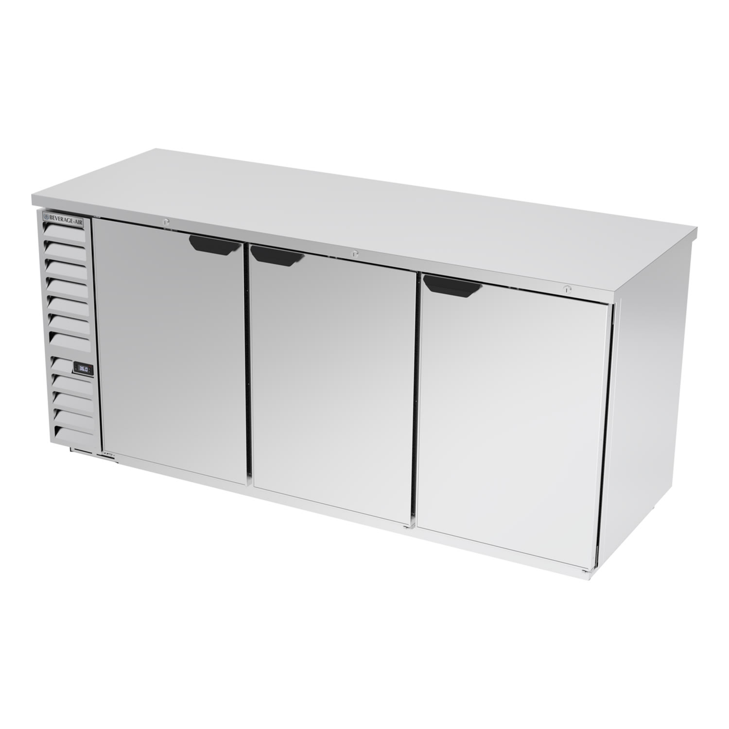 Beverage Air BB78HC-1-F-S 72" (3) Section Bar Refrigerator - Swinging Solid Doors, 115v